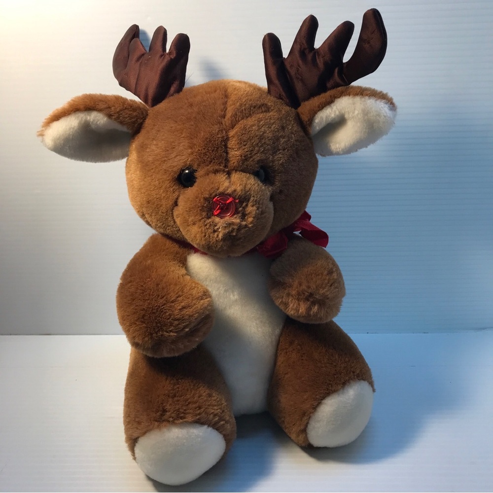 Vintage Dakin Rudolph the Red Button Nose Reindeer Plush 1986 Plush